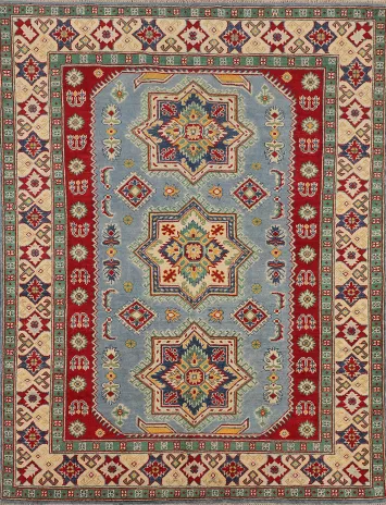 Light Blue Kazak Oriental Rug 5x6