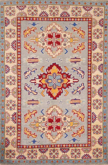 Geometric Wool Kazak Oriental Accent Rug 4x6