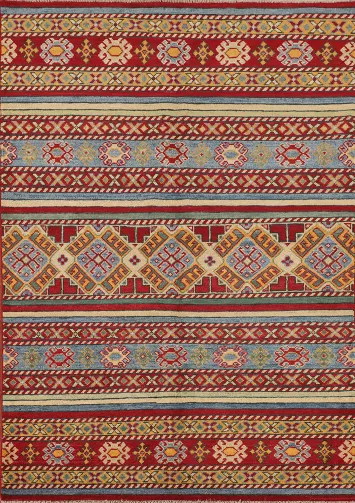 Striped Wool Kazak Oriental Accent Rug 4x6