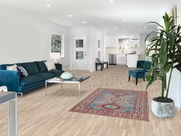 Light Blue Geometric Kazak Oriental Rug 4x6