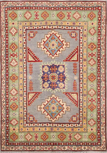 Geometric Wool Kazak Oriental Rug 3x5
