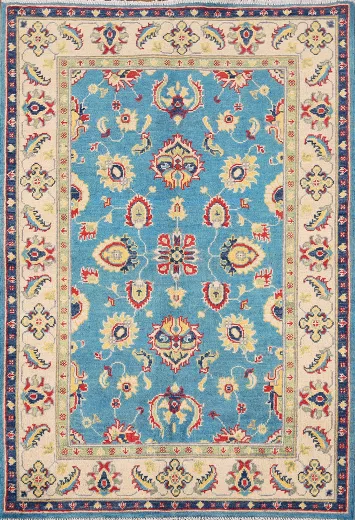 Light Blue Kazak Oriental Accent Rug 3x5