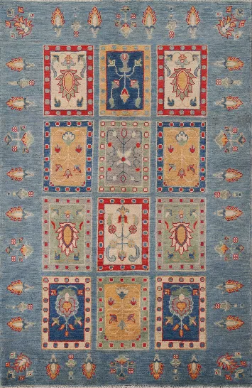 Garden Design Blue Kazak Oriental Rug 4x6