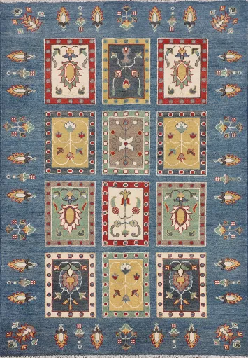 Handmade Blue Kazak Oriental Accent Rug 4x6