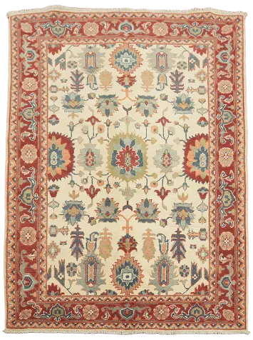 Elegant Persian Style Kazak Ivory Rug with Intricate Vintage Patterns 5'x7'