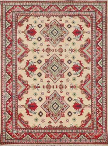 Geometric Wool Kazak Oriental Rug 5x7