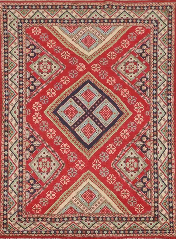 Geometric Wool Kazak Oriental Rug 5x7