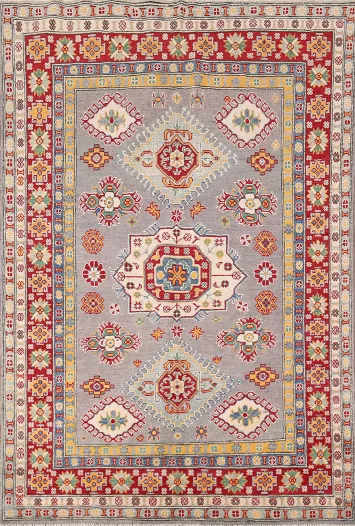Handmade Wool Kazak Oriental Accent Rug 5x7