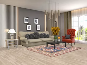 Blue Geometric Kazak Oriental Rug 5x7