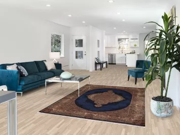 Dark Blue Traditional Qum Turkish Area Rug 5x8