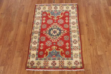 Geometric Red Kazak Oriental Foyer Rug 2x3
