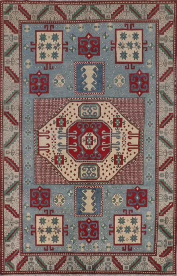 Light Blue Kazak Oriental Area Rug 7x10