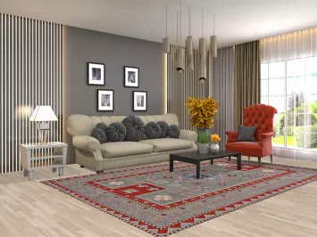 Handmade Wool Gray Kazak Oriental Area Rug 7x10