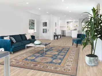 Blue Geometric Kazak Oriental Area Rug 7x10