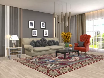 Geometric Kazak Oriental Area Rug 7x10