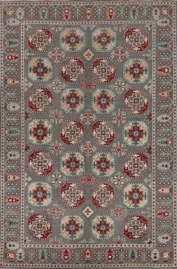 All-Over Gray Kazak Oriental Area Rug 7x10