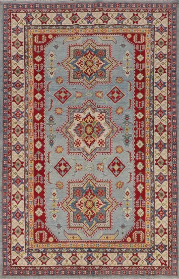 Handmade Blue Kazak Oriental Area Rug 7x10