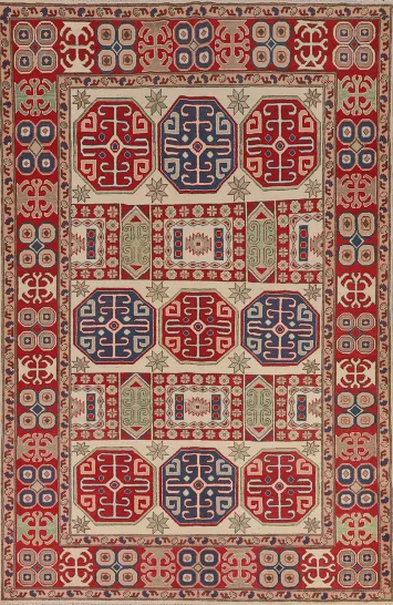 Handmade Wool Kazak Oriental Area Rug 6x9