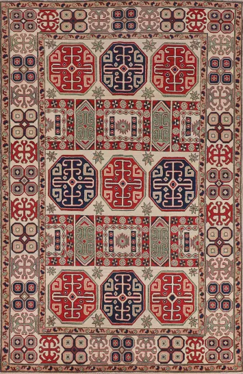 Geometric Kazak Oriental Area Rug 7x10