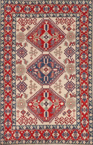 Geometric Wool Kazak Oriental Area Rug 7x10