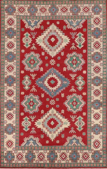 Geometric Red Kazak Oriental Area Rug 7x10