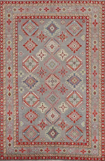 Gray Handmade Kazak Oriental Area Rug 7x10
