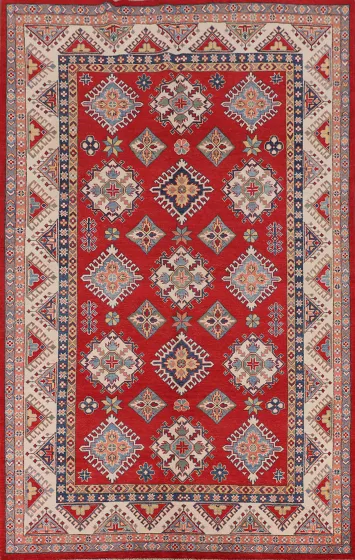 Handmade Red Wool Kazak Oriental Area Rug 6x10