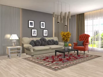 Red Geometric Kazak Oriental Area Rug 6x8