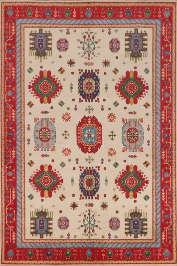 Geoemtric Kazak Oriental Area Rug 7x10