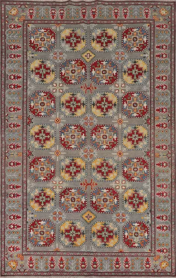 All-Over Gray Wool Kazak Oriental Area Rug 6x10