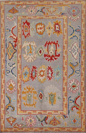 Handmade Gray Oushak Oriental Area Rug 5x8