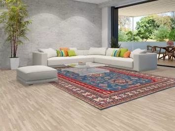 Blue Geometric Kazak Oriental Area Rug 10x13