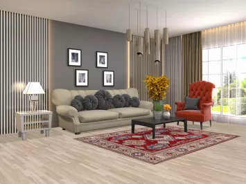 Red Geometric Kazak Oriental Rug 5x7