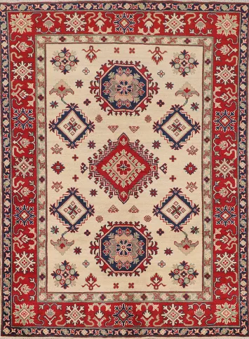 Geometric Wool Kazak Oriental Rug 5x7