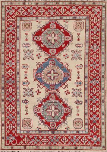Handmade Wool Kazak Accent Rug 4x6