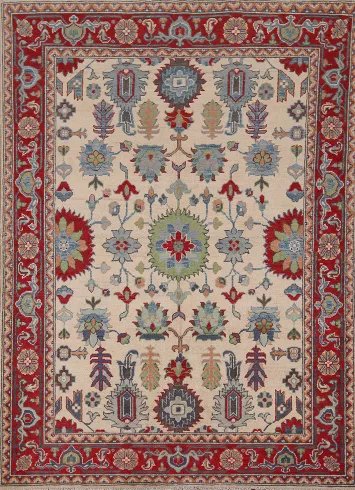 Geometric Kazak Oriental Wool Rug 5x7