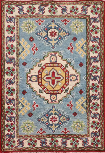 Light Blue Kazak Oriental Accent Rug 3x4