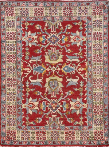 Red Handmade Kazak Oriental Rug 3x4