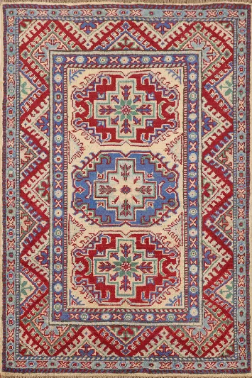 Geometric Kazak Oriental Rug 3x4