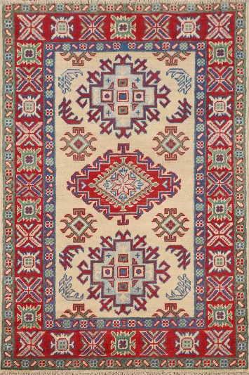 Handmade Wool Kazak Oriental Rug 3x4