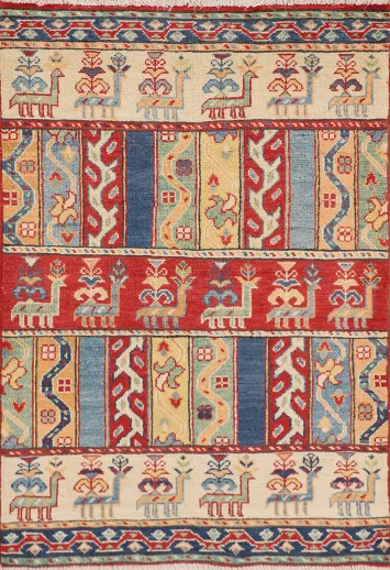 Tribal Handmade Wool Kazak Oriental Rug 3x4