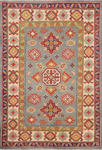 Geometric Kazak Oriental Accent Rug 3x4
