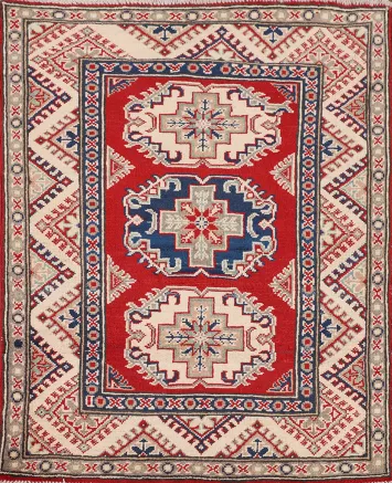 Red Handmade Kazak Oriental Rug 3x4