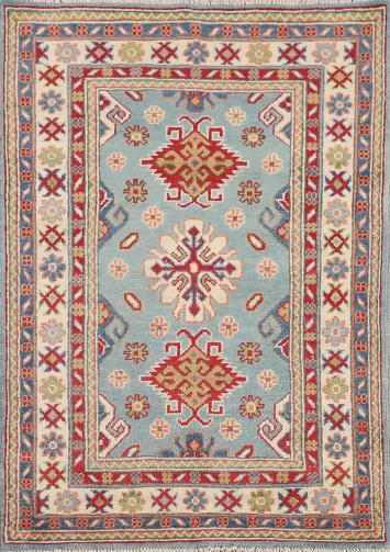 Light Blue Handmade Kazak Oriental Rug 3x4