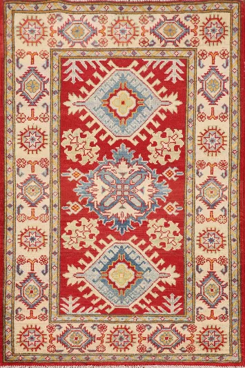 Handmade Red Kazak Oriental Rug 3x4