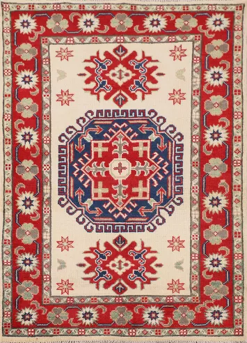 Handmade Wool Kazak Oriental Accent Rug 3x4