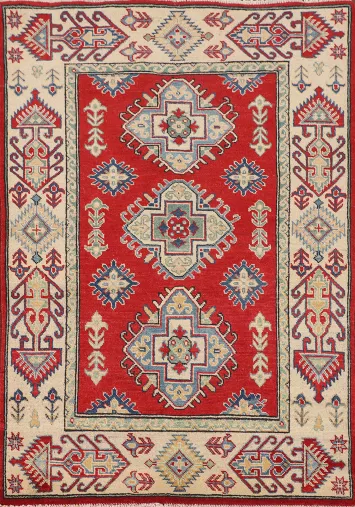 Geometric Kazak Handmade Wool Rug 3x5