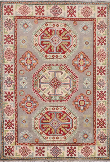 Geometric Wool Kazak Oriental Rug 3x5