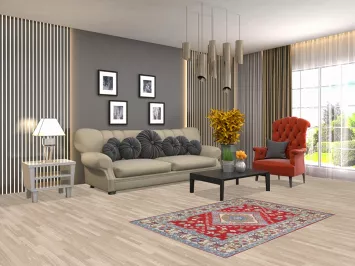 Geometric Red Kazak Oriental Accent Rug 3x5