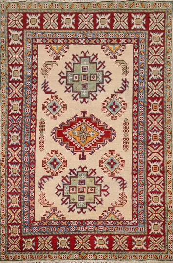 Geometric Wool Kazak Oriental Accent Rug 3x5